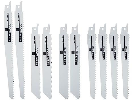 10Pcs HCS Assorted Blades Reciprocating Jig Saw Blade Set Fast Cut Down Jig Saw Knife Jig Saw
