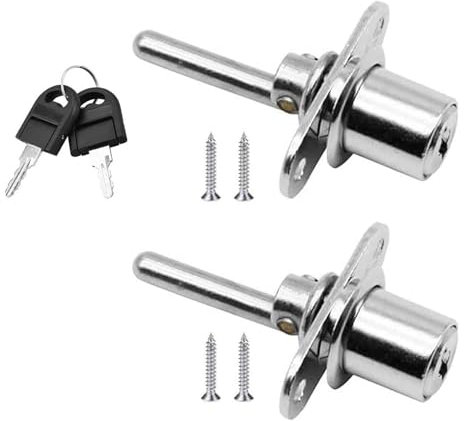IUFDGHN 2 Piece Cabinet Plunger Lock Furniture Desk Drawer Plunger Lock Cupboard Cam Lock with Key for Filing Cabinets Wardrobe Display Cabinet Furniture