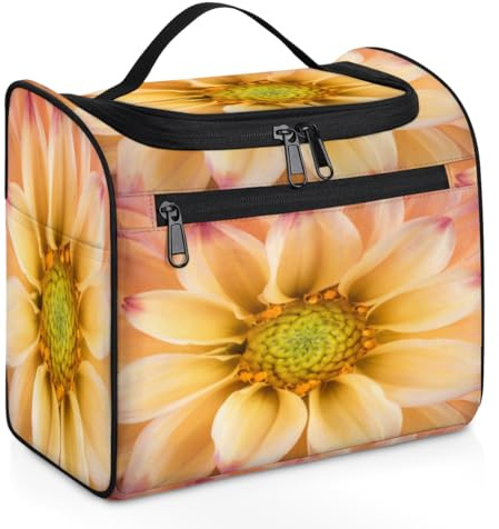 Trousse de maquillage de voyage à motif de dahlia coloré pour femmes, hommes, enfants, filles, garçons, 11,2 L, trousse de toilette à suspendre, trousse de toilette, trousse de douche, couleur, 11.2L,