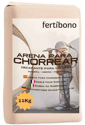 Arena Para Chorrear Fertibono - 11kg, Alta Pureza SiO2, Baja Humedad, Ideal Para Metal, Madera, Óxido Y Pintura, Ecológica Y Versátil (11)