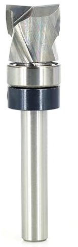 SICWOOD Fresa per fresa compatta a compressione in carburo solido, gambo 1/4, 2+2 scanalature, diametro 1/2, lunghezza di taglio 1/2, modello e mortasatura Trim Router Bit, modello Top Bearin Router