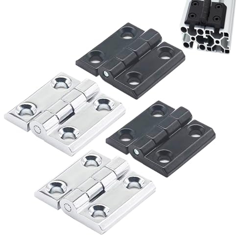 Eabdice 4 Pezzi Cerniere Acciaio Inox, per Porte e Finestre in Legno, Armadi, 40 mm x 40 mm (Argento e Nero)