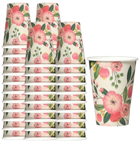 Generico Mecup Bicchieri in Carta, Bicchieri Monouso, 200 Pezzi, Tazza Caffè 200 ml, Usa e Getta, Per Bevande Calde e Fredde, Design Elegante, Igienici, Biodegradabili, Fantasia Floreale