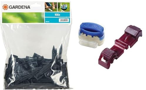 Gardena Haken: Mähroboter-Zubehör, Set aus 100 Haken & Verbinder/Anschlussklemmen: Halterung