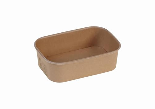 DeinPack 50 Salatschalen to go braun eckig 650 ml 17,3 x 12 x 5,1 cm I Recycelbare Feinkostbecher | Schalen Kraftkarton | Lunchbox | Take away Box