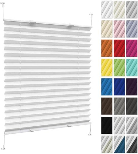 Faltrollo, Sichtschutz Plissee Klemmfix Rollos 90 x 135 cm, Blickdicht Sichtschutz Sonnenschutz, Plissee Faltrollo Jalousie Rollo, Plisseerollo Sichtschutz, für Fenster & Tür, Weiß