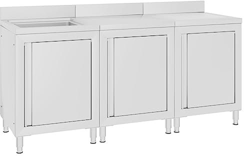 SKM Mobiletto da Cucina con Lavandino in Acciaio Inox 180x60x96 cm (Weight-70,3KG)
