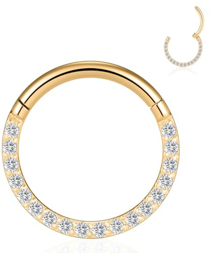 HENYQANN Piercing Ring Septum Piercing Nasenring Conch Daith Helix Tragus Knorpel Lippen Piercing Schmuck Würfel Zirkon Gold Silber Rosgold 16G