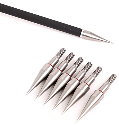 Elkrich Pfeilspitzen für das Bogenschießen Konische Pfeilspitzen zum Einschrauben von Übungsjagdspitzen 100 Grain Bullet Field Points für Compoundbogen Recurvebogen (6pcs)