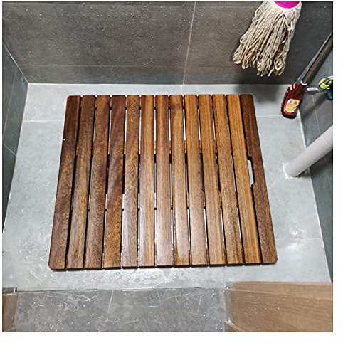 Badematte, rutschfeste Duschmatte, Badezimmermatte, natürliche Holz-Duschbadematte, rutschfeste, ausgehöhlte, atmungsaktive Badezimmer-Abtropffläche, wasserdichtes Balkon-Gartenpedal. Benutz