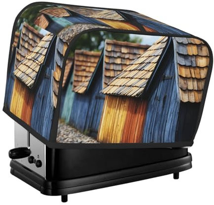 Dachschindel-Toaster-Abdeckung, 2 Scheiben, für kleine Geräte, mit Taschen, Toaster-Staubschutz mit Griff oben, waschbar, Universal-Brotbackmaschinen-Abdeckung für Küche