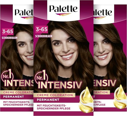 Palette Intensiv Creme Coloration 3-65/750 Schokobraun (3 x 115 ml), permanente Haarfarbe für leuchtende, langanhaltende Farbbrillanz & 100% Grauabdeckung