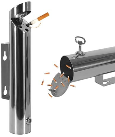 SSLW Wandaschenbecher für den Außenbereich, Zigarettenkippenbehälter, platzsparender, abschließbarer Metallaschenbecher – kommerzieller Aschenbecher aus Edelstahl für Flughäfen, Parks, Hotels