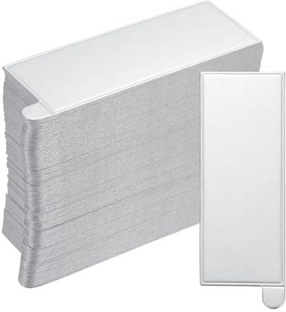 sourcing map 200pcs Mini Cake Boards, Mousse Cake Cardboards Rectangle Cake Bases Plates Cupcake Dessert Displays Base Tray for Cupcakes, Cakes, Pastries Base - Grease Proof (Silver Tone)