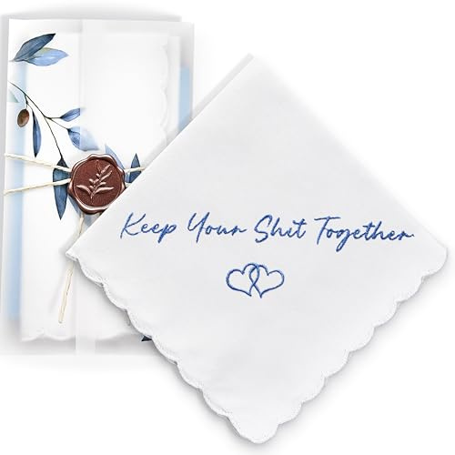 W&F GIFT Wedding Handkerchief - 12 x 12 - Something Blue for Bride on Weddings Day - Mother of the Bride Gifts, Bridal Wedding Hankie - Handkerchief Weddings Gifts for Brides - Keep It Together