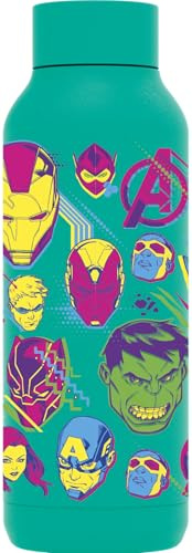 QUOKKA SOLID X MARVEL | BOTELLA TÉRMICA DE ACERO INOXIDABLE DOBLE PARED | AVENGERS NEON