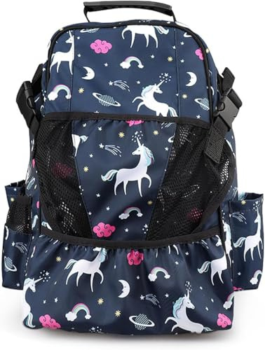 Sport Tent- Reitrucksack für Helm und Stiefel Helmtasche Reitstiefel Tasche Kind Rucksack Einhornmuster für Jungen Mädchen Damen Kombitasche Stiefelbeutel Blau
