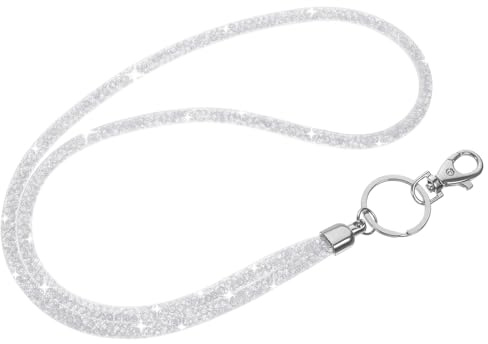 YQQYG Lanyard Schlüsselband Glitzer, Weiß Schlüsselbänder mit Sicherheitsverschluss, Schlüsselband Hals für den Hals Schlüssel, Ausweishalter, Schlüsselanhänger, Hand und Handgelenkband