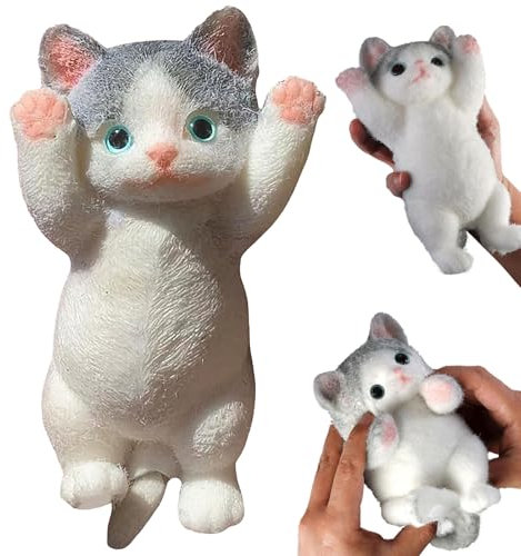 Anti Stress Spielzeug, Fidget Toys, Katzen Sensorik Spielzeug, Realistische Katze Stressabbau Spielzeug, Niedlich Squeeze Toy, Stress Spielzeug für Männer und Frauen über 14 Jahre