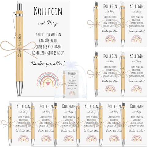 Tenare 10 Sets Danke für Alles Kugelschreiber Geschenke Holz Stifte Motivierende Karte Dankeschön Kugelschreiber mit Danke Dir Organzabeutel für Kollegen Personal Freund