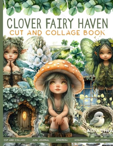 CLOVER FAIRY HAVEN CUT AND COLLAGE BOOK: For Junk Journals, Scrapbook, Ephemera And More