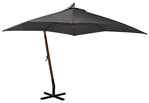 Lauuoeriau Arredamento Articolo Casa Ombrellone Da Giardino Appeso con Asta Antracite 3x3 m Legno di Abete Massello-F