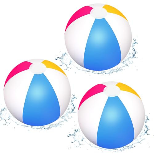 XIABYAYU Pallone da Spiaggia Gonfiabile, 3 Pezzi, Palla Gonfiabile Spiaggia e Piscina, PVC, 30 cm di Diametro, Ideale per Giochi in Acqua Estivi