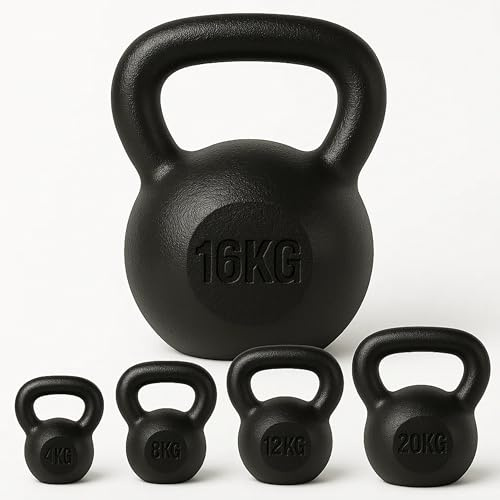 Cast Iron Kettlebell Set - 8 Kilograms by Fitness King | Ranging from 4kg to 20kg Kettlebells Weights, Kettle Bell Set Women & Men | Kettle bells for Home and Gym Fitness Workout for Bodybuilding