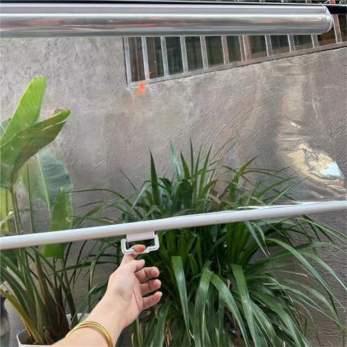 HD-Transparentes PVC-Außenrollo Wind-/Wasserdicht & Reißfest mit Schnurlos-Springrollo UV-beständige Wärmeisolierung für Balkon-Terrassen & Garten-Pergolen | Maßanfertigung(W155xH180cm)