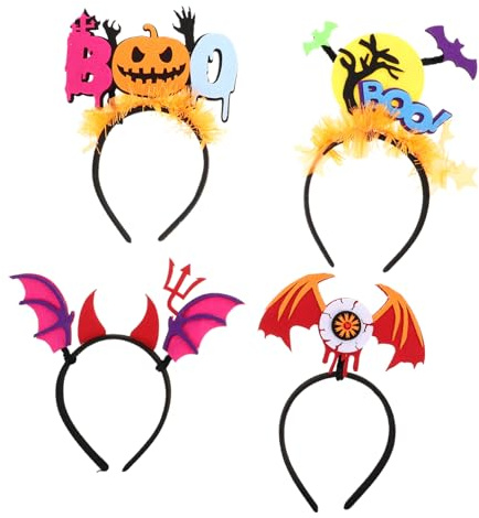 TOVINANNA 4 St Fluorescerande Halloween Hårband med Fladdermusöron Design Bekväma Huvudband för Kostymfest Halloween Dekorationer