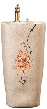 Lavabo à colonne Lavabo sur pied en céramique for salle de bain avec robinet et bonde Lavabo extérieur sur pied Lavabo sur pied colonne