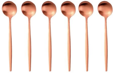 6 Pieces Gold Coffee Spoon Stainless Steel Stiring Teaspoons Ice Cream Cake Dessert Spoon Set Sliver Tableware Party Cutlery