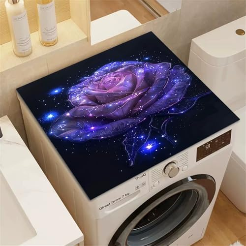 Highdi Motif de Fleur 3D Housse de Protection pour Machine à Laver Top,Coussin de Machine à Laver Antidérapant Housse de Machine à Laver pour Machine à Laver Ou Sèche-Linge (Violet 5,50x80cm)