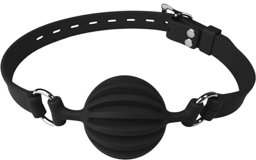 Silicone Ball Gag Respirant Gag Bondage Bâillon Boule Ajustable Bdsms Baillon Bâillon Boule Sex Toys, Ball Jeu Réglable de Rôle SM Bondage pour Couples, Femmes, Hommes Jeux Sexuels (Schwarz 4,1cm)