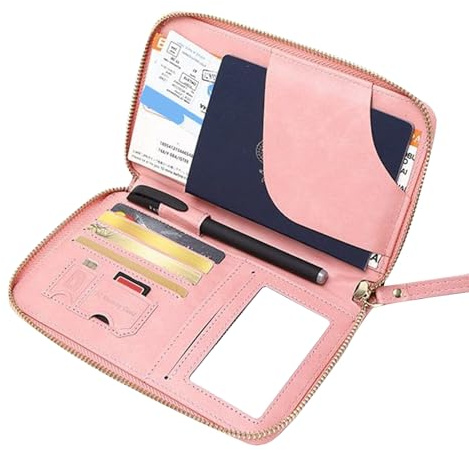 Bollisate Portadocumenti Da Viaggio - Custodia per Passaporto in Pelle PU con Scomparti Multipli per Carte - Organizzatore Portatile Impermeabile Per Viaggi Documenti E Denaro Uomo Donna