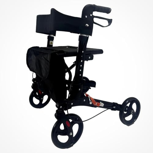 Déambulateur pliable léger avec siège, sac de rangement et freins – Aide à la mobilité à 3 roues pour personnes âgées et handicapées – Déambulateur réglable en hauteur avec poignées confortables – Noi