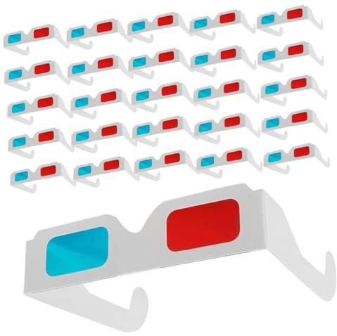 SHINEOFI 70pezzi Occhiali Anaglifici di Carta Occhiali Rossi e Blu per Film e Proiettori per Intrattenimento Domestico e Attività Scolastiche