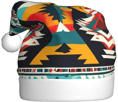 AYYQWE Gorro de Papá Noel con estampado de nativos americanos para hombres y mujeres, decoración de fiesta, Año Nuevo, festividades, celebraciones, gorro de Navidad
