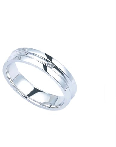 Ayoiow Vorsteckring Weissgold 375 mit 0,02 ct Diamant, Vorsteckring 375 für Freundin Größe 53 (16.9)| 9K Weißgold | Trendiger Modeschmuck für Valentinstag