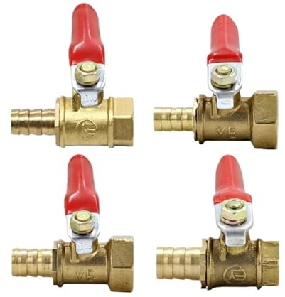 10pcs Brass Ball Valve 1/8'' 1/2'' 1/4'' Female Thread Connector Joint Copper Pipe Fitting Coupler 6-12mm Hose (12mm Tube,200 PCS_1/2) Plumbing Fittings