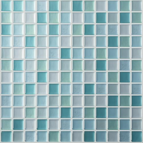 Hode 3D Klebefliesen Küche Fliesenaufkleber Bad Selbstklebende Fliesenfolie | 23.6x23.6cm Klebefliesen Grün Mosaik Mosaikfliesen Selbstklebend Fliesen Folie Wasserdicht Wandfliesen Küchenfliesen 10 Stück