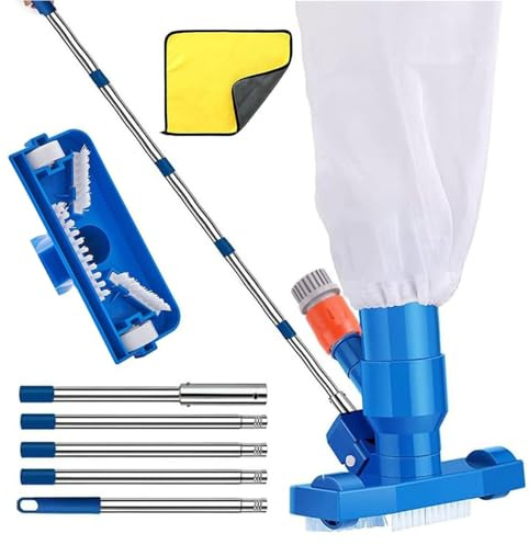 Poolsauger Bodensauger mit Teleskopstange 180cm, Pool Reinigung Bodensauger Set, Staubsauger Unterwasser mit Laubsack, Pool Sauger Boden, Pool Staubsauger, für Schwimmbad, Teich, Whirlpool, Bad