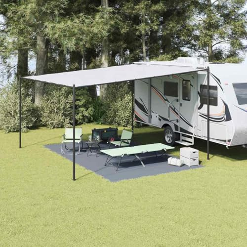 GeenYuu Zeltteppich Blau und Grau aus Polyethylen 500 x 300 cm, wetterfest und faltbar, leichtes Zeltzubehör für Camping Outdoor, ideal für Garten, Festival, Trekking und Strand
