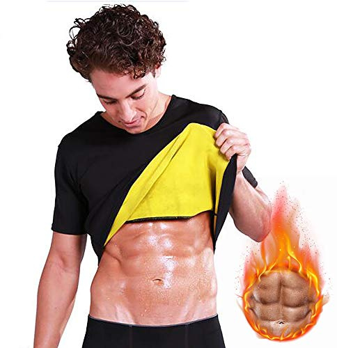 Ailgely Maglietta da Sauna a Maniche Corte in Neoprene da Uomo, Maglietta per Dimagrire Allenamento Body Shaper per Uomo, Taglia S (M)
