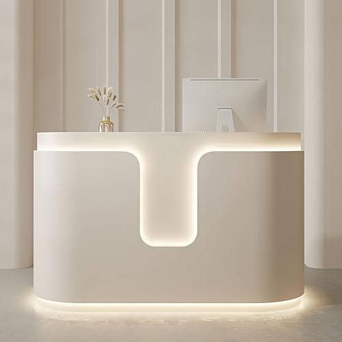 Receptiondisk receptionsbord mottagningsdisk receptionsmöbel(Milky white,31.5 in)