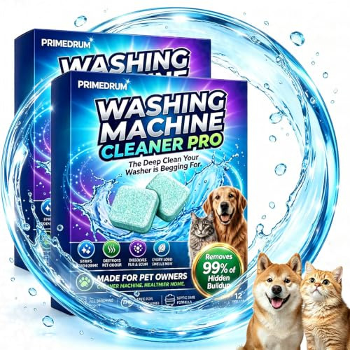 PrimeDrum Washing Machine Cleaner Pro Tablets 12 Pack (2 PCS)