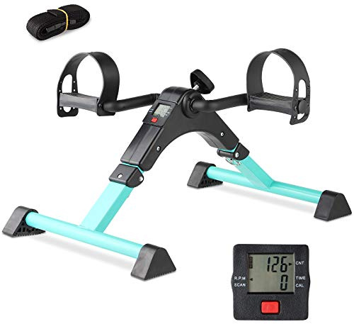 Cozylifeunion Pedal Exerciser - Portable Desk Cycle - Hand, Arm & Leg Exercise Peddling Machine - Low Impact, Adjustable Fitness Rehab Equipment for Seniors, Elderly - Folding Mini Stationary Bike