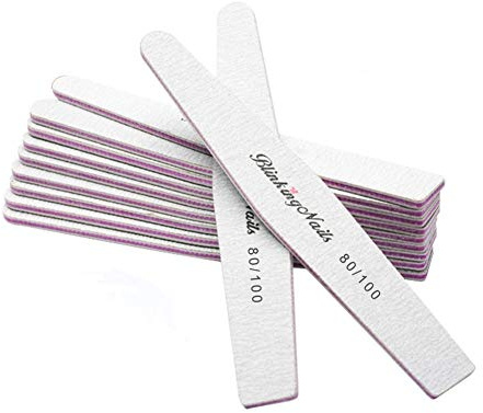 BlinkingNails Abrasive Nagelfeile 80/100 Grit Nagelfeile, 10 Stück Acryl Nagelfeilen und Puffer, Professionelle Waschbare Nagelfeile Puffer Block, Disposable Nail Files Einweg-Nagelfeilen