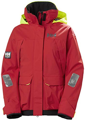 Helly-Hansen Pier 3.0 Waterproof Jackets for Women Featuring Windproof Sailing Fabric and Packable Neon Yellow Hood, 222 Alert Red - X-Large