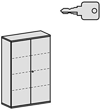 Flügeltürenschrank, 3 Dekor-Einlegeböden, abschließbar, 1000x425x1536, Lichtgrau/Buche